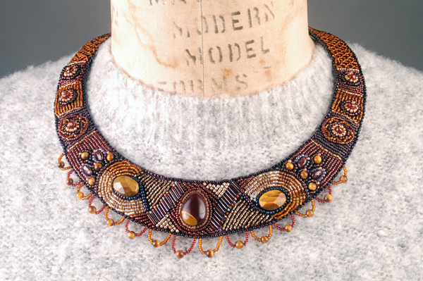 Bead embroidered fall necklace